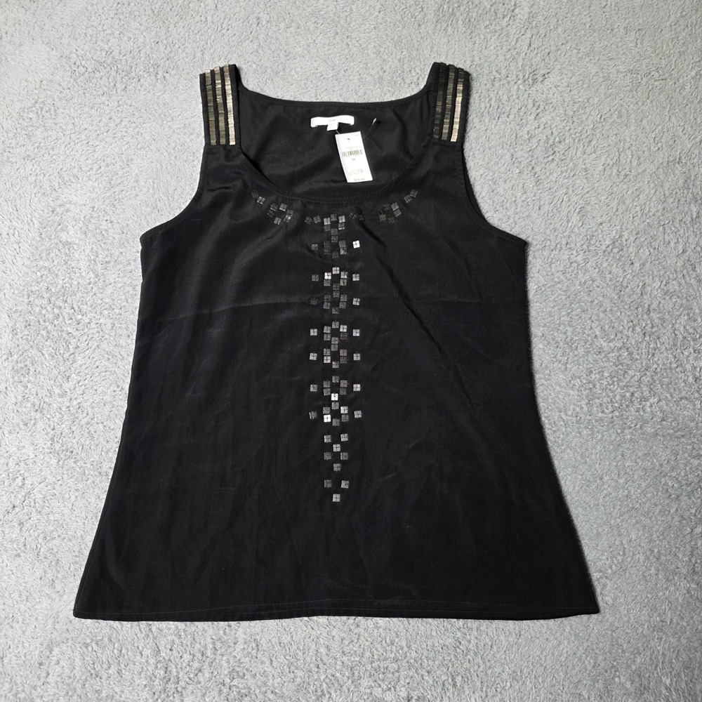 Gap Womens XS Tank Top Black Sequin Embellished Sleeveless Scoop 870929-01-1